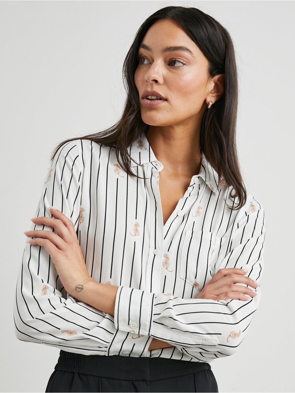RAILS Kathryn Striped Tiger Button-Up Shirt